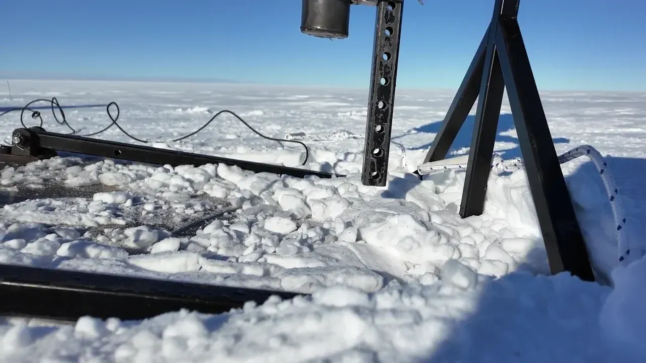 The PEG seismic source on the ice at Constellation Inlet.
